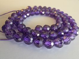 Zirkon Violett facettiert 6mm. Strang
