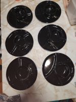 6 Chinoise-Teller mit Schalen schwarz Durchmesser 24 cm