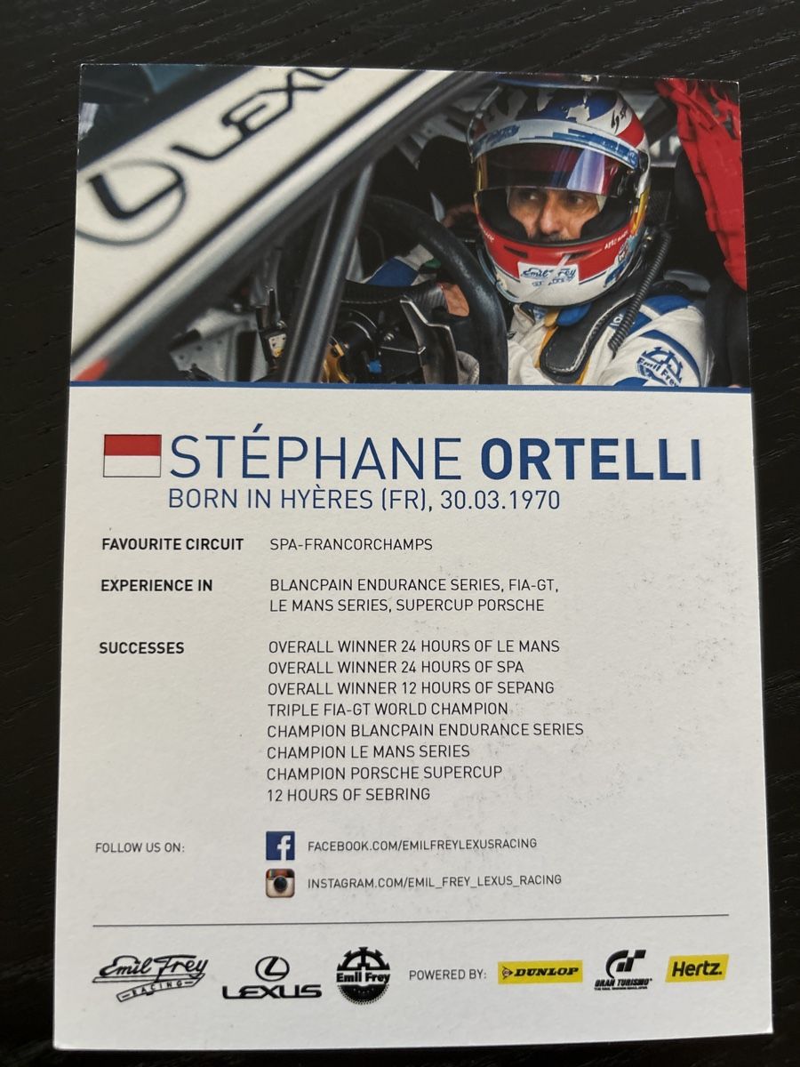 Autografi: Signierte Karte Stéphane Ortelli Rennfahrer – Usato da Uetendorf venduto da hoisle 1