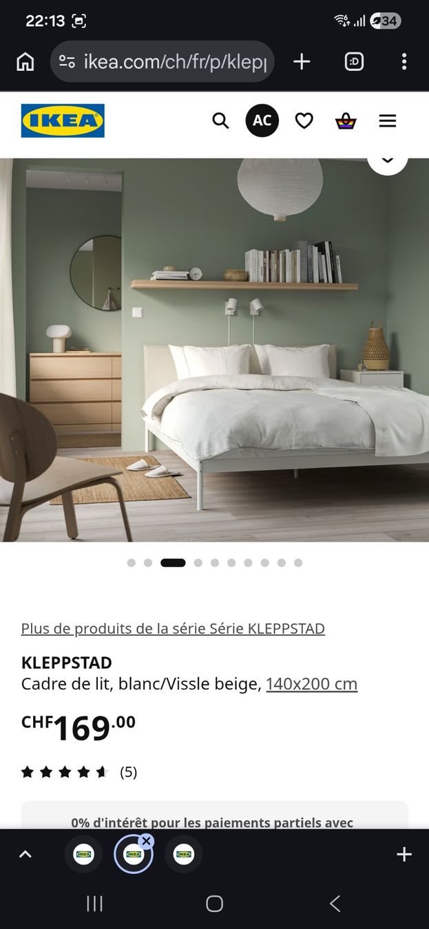 Ikea Letti: Lit et Matelas ikea double – Usato da Genève venduto da ash_h8jp 3