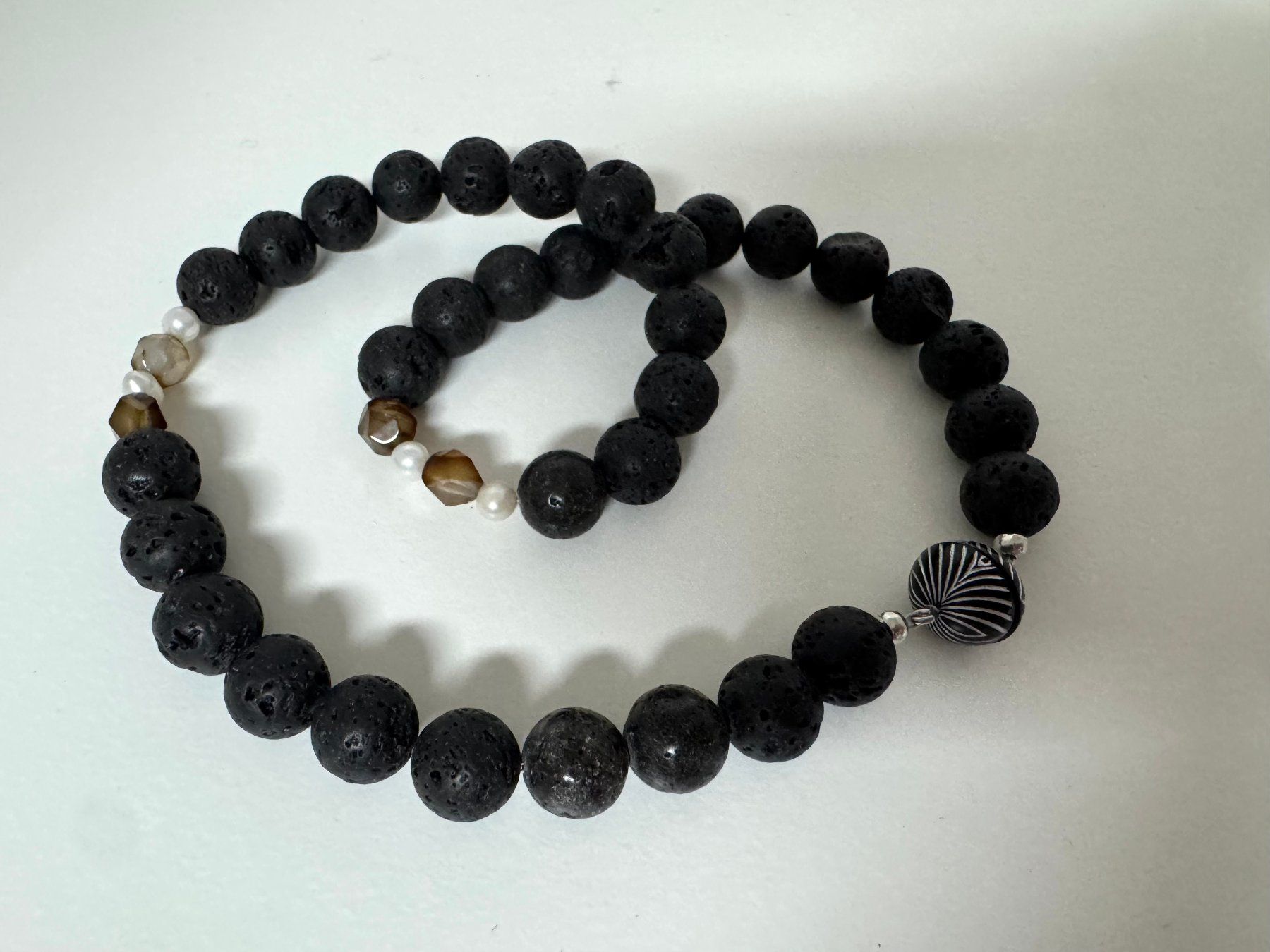 Catenine: Halskette Lava, Achat, Perlen. – Nuovo (secondo la descrizione) da Biberist venduto da tl-schmuck 1