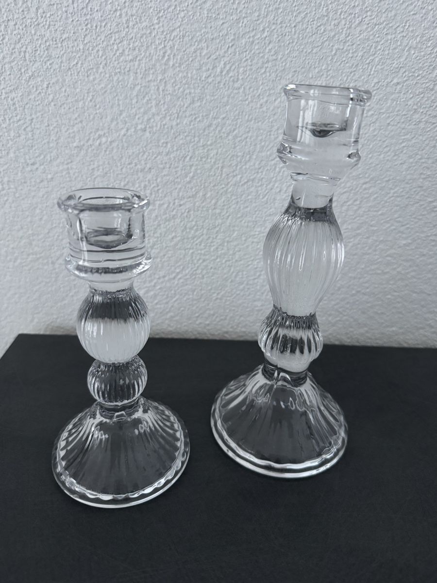 Portacandele: Zwei Vintage Kerzenständer aus Glas – Nuovo (secondo la descrizione) da Glis venduto da Romainee