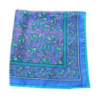Pochette Seide Einstecktuch Paisley blau-türkis VINTAGE 60s