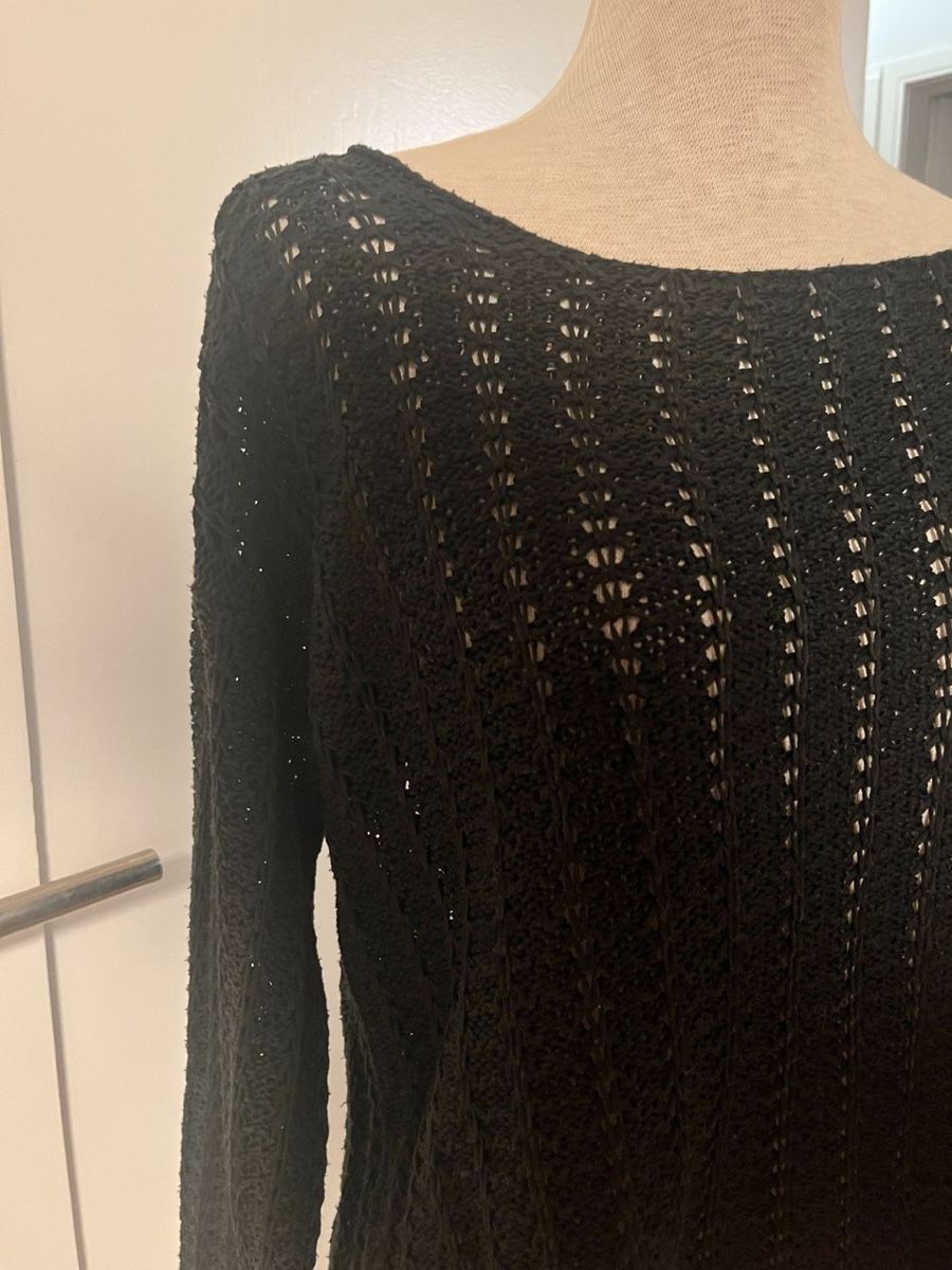 Maglioni & Felpe: Schwarzer Strickpullover mit Lochmuster, Grösse M – Usato da Zürich venduto da Brobin 1