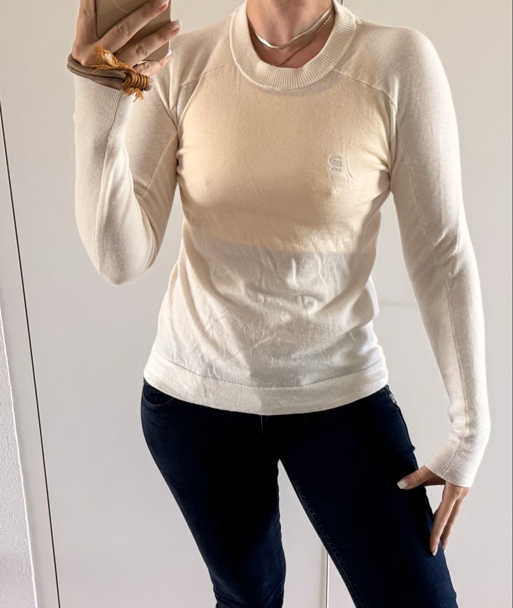 G-Star Pullover & Sweatshirts: Pullover G-Star M Creme leichter Strickpullover Herren Damen – Gebraucht aus Staad SG von Chirrari 1