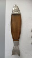 Originelles Fisch-Servierbrett aus Holz & Metall (2000)
