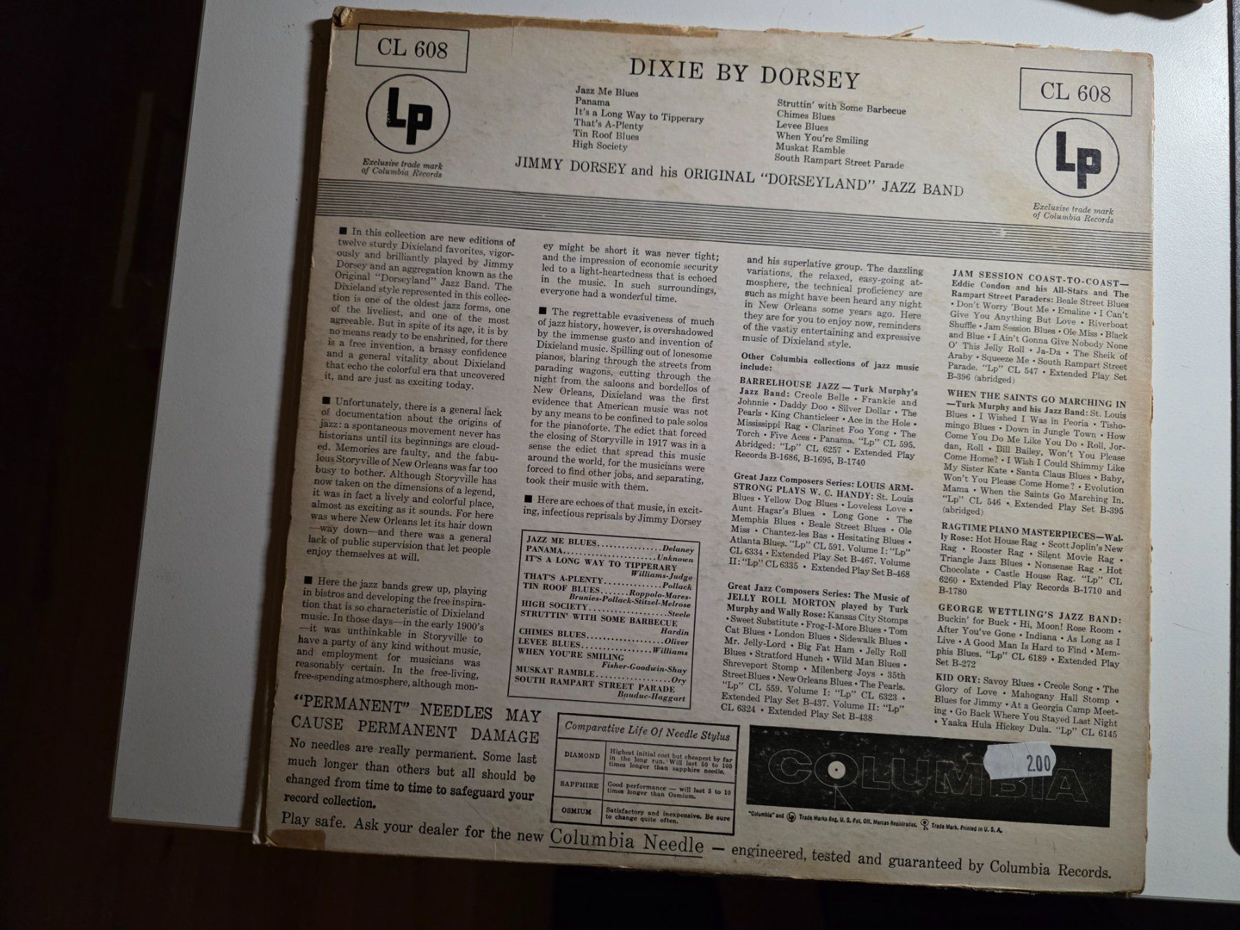 Dischi in vinile: LP: Dixie by Dorsey - Columbia CL 608 – Usato da Walterswil BE venduto da Lonitti 3