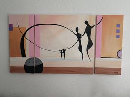 handgemaltes Gemälde Wandbild 3tlg 108x58
