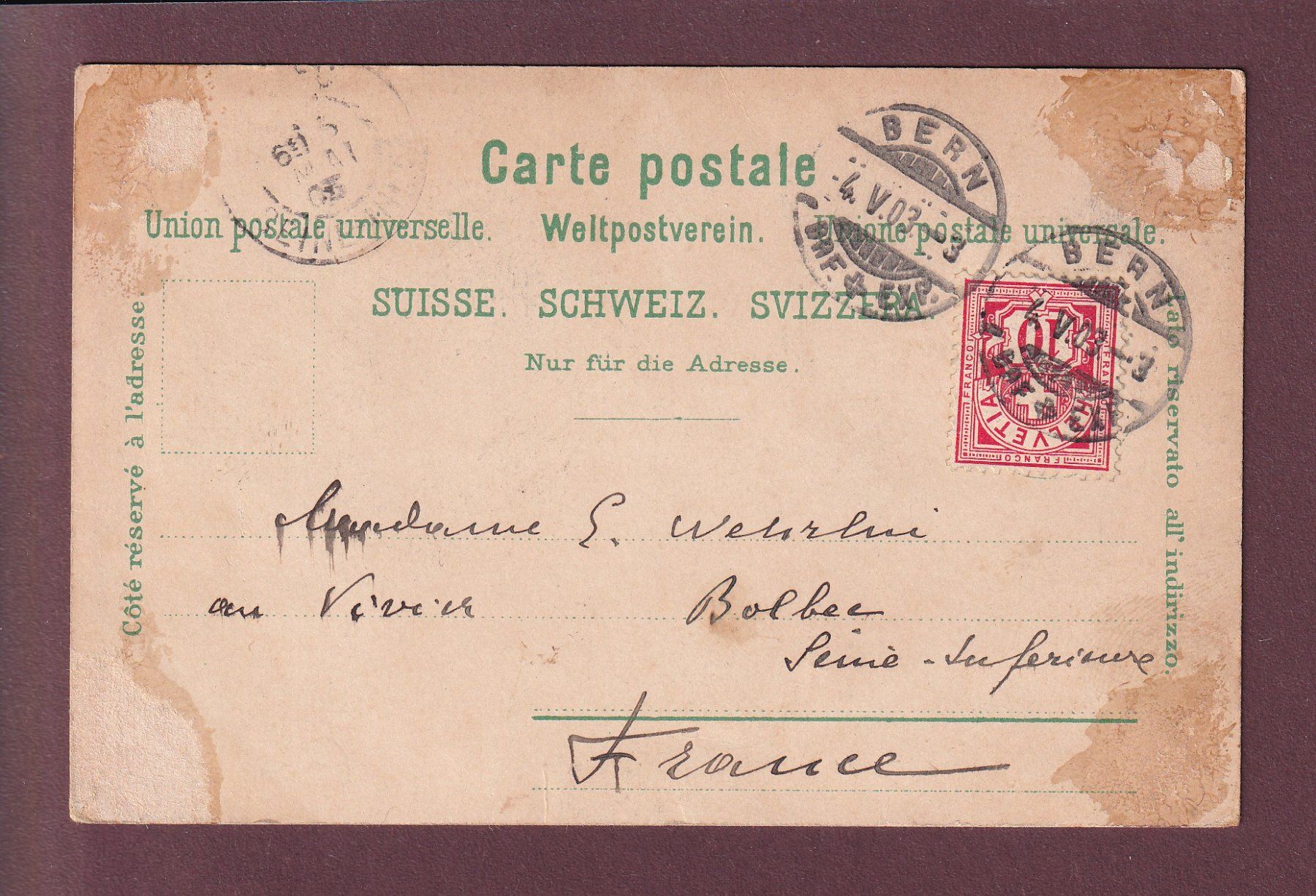 Cartoline postali: BERN - Bärengraben - 1903 // Eckbug + Rück verletzt // – Usato da Pully venduto da nicecards 1