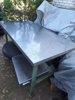 Werkbank🤩Sanitär Werkstatt Tisch Platte Holz mit Inox