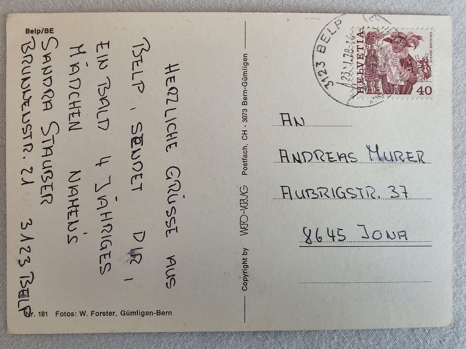 Ansichtskarten: Ansichtskarte Schweiz Belp Bern 1978 – Gebraucht aus Bütschwil von Taranabo 1
