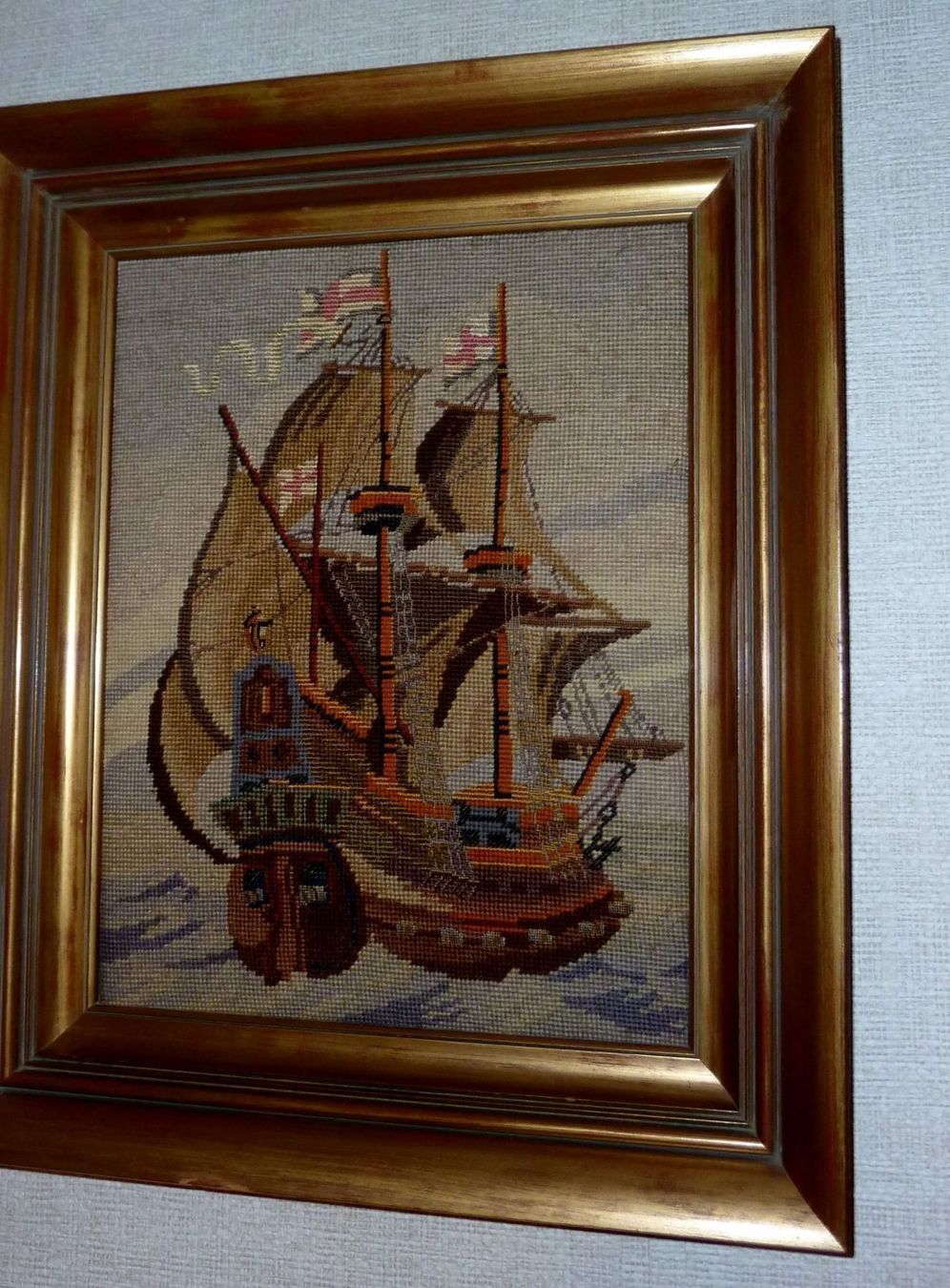 Foto & Immagini: Stickbild in Rahmen Schiff – Usato da Siebnen venduto da GluckPilz5684