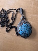 Pendentif Art Déco Allemand 1920 en Argent 800, Turquoise Nt