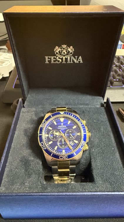Montre Festina Chronographe Quartz Vintage - Non Testée, Avec Boîte - Réf 7127