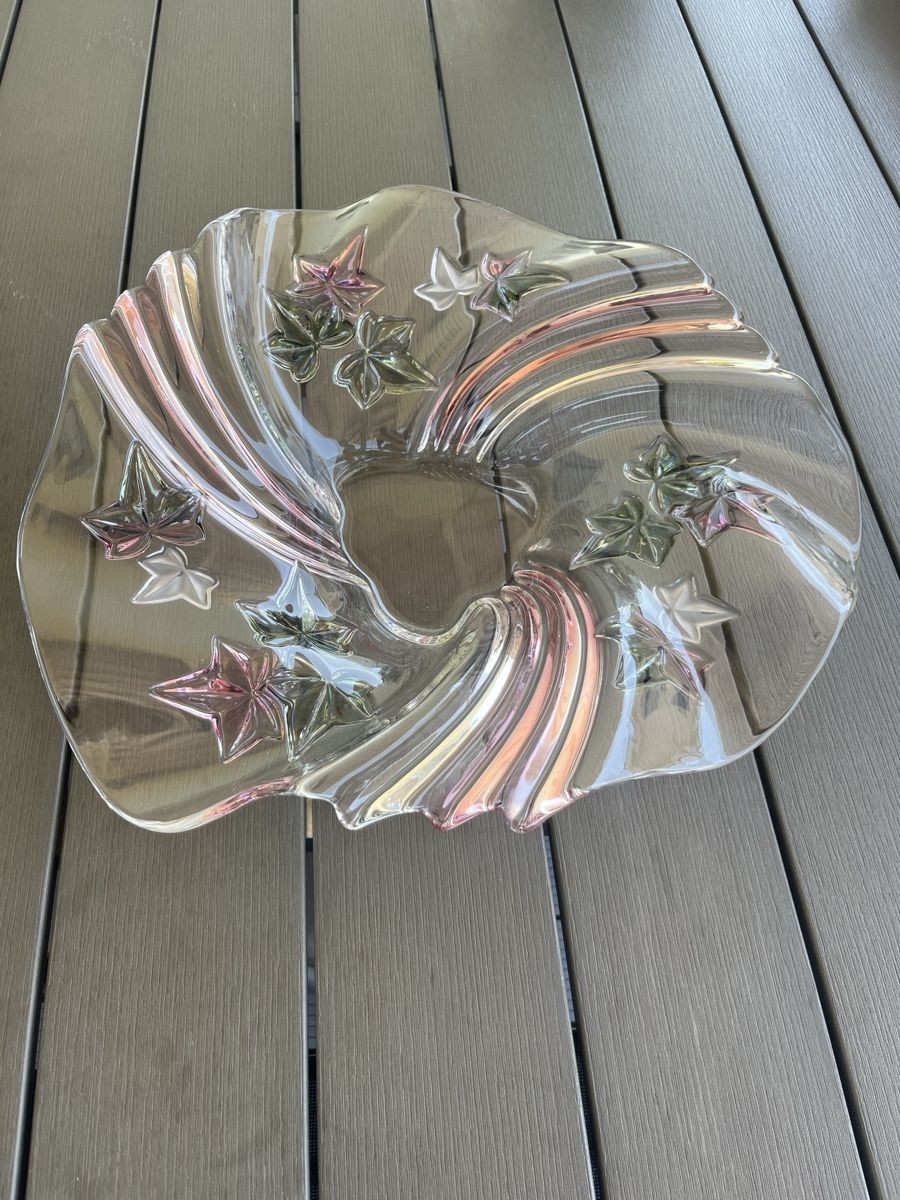 Ciotole: Obstschale aus Glas mit Blattdekor, 30 cm – Usato da Wollerau venduto da Garten1957 1