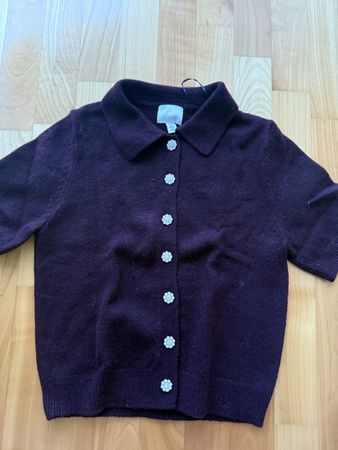 Strickjacke H&M Burgundy mit Schmuckknöpfen - Gr. XS 