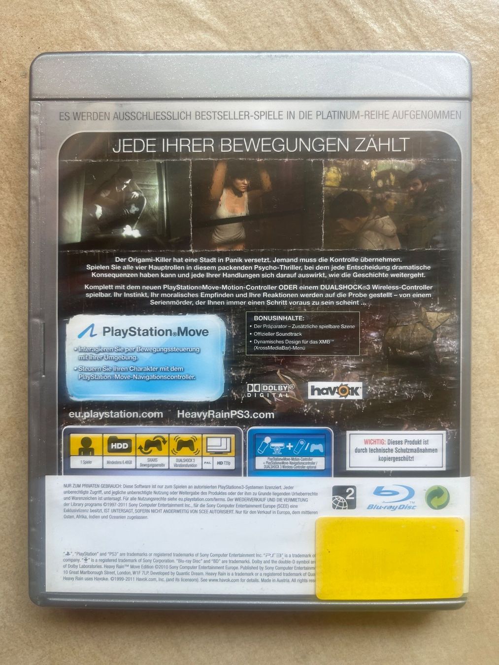 Sony Giochi: Jeu vidéo Heavy Rain Move Edition pour PLAYSTATION PS3 – Usato da Vernayaz venduto da Darkfrost 1