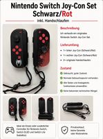Nintendo Switch Joy-Con Set Schwarz/Rot mit Handschlaufen