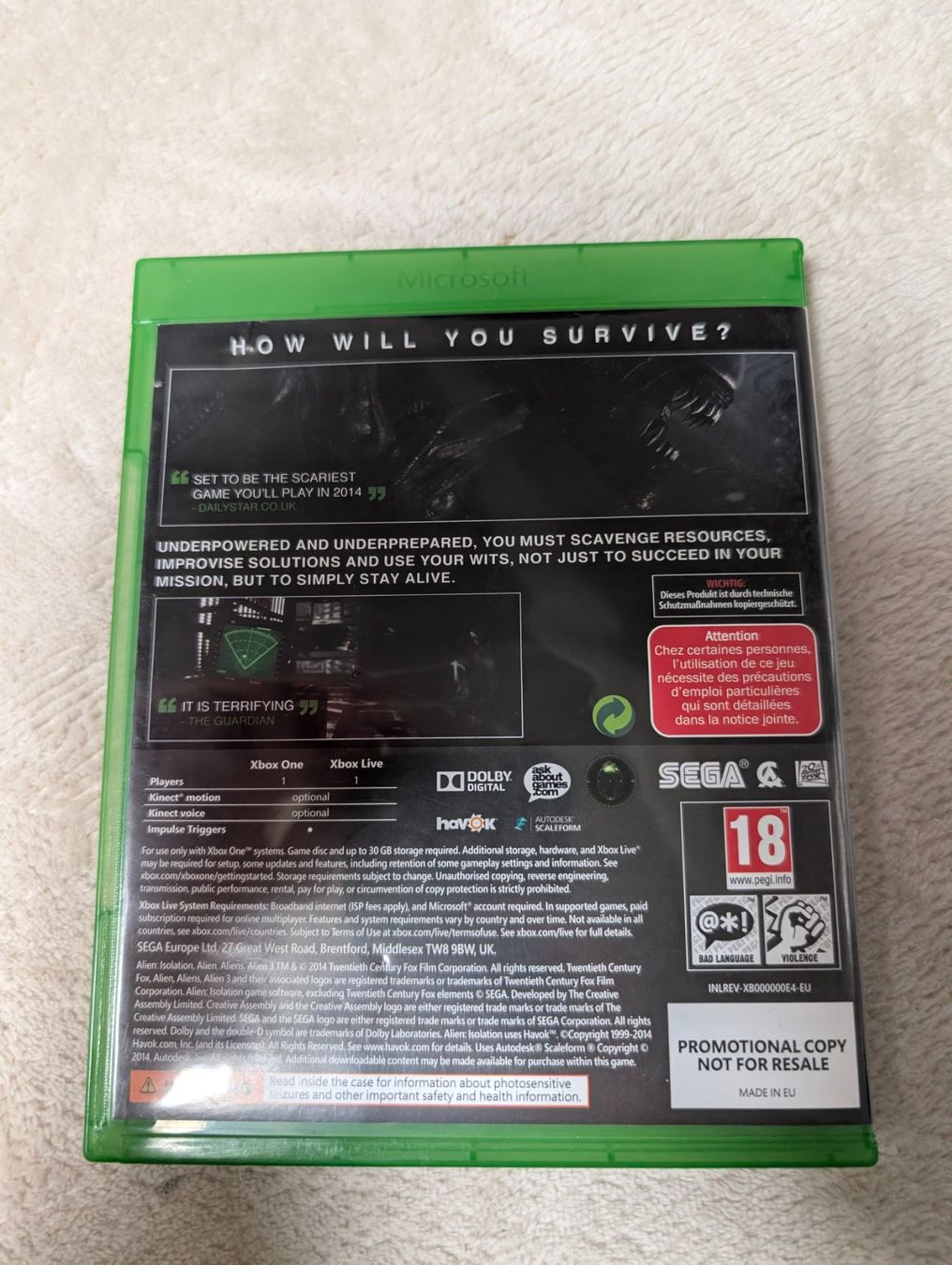 Giochi: Alien Isolation - Xbox One game PROMO – Usato da Hünenberg See venduto da SpecialEditionGaming 1