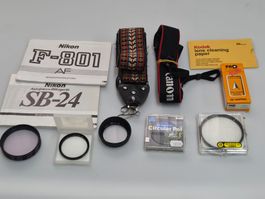 Diverses Fotomaterial / 7 Filter, Traggurt, Manual
