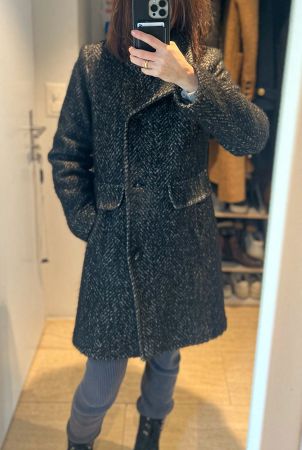 Woll-Wintermantel Gr. 36 schwarz/weiss Fischgrat