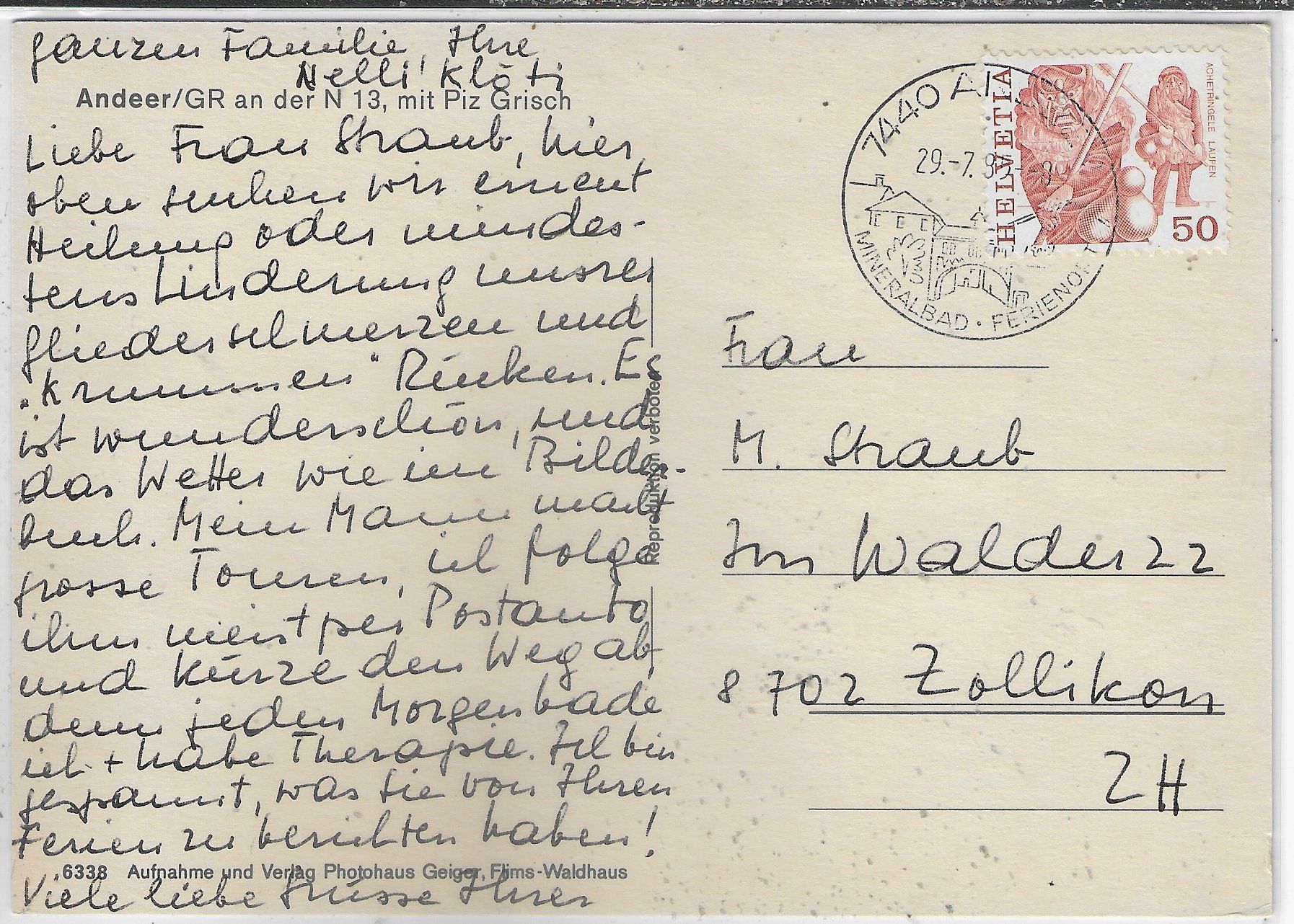 Cartoline postali: Andeer - Generalansicht – Usato da Ettingen venduto da Kartenplanet 1