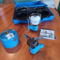 Campinglampe , Campingkocher im Koffer von Campinggaz