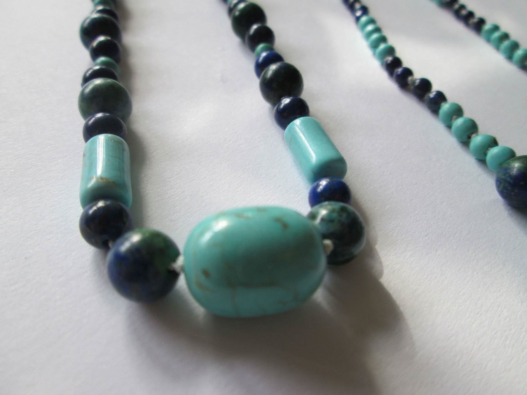 Catenine: Wundervolle Perlenkette aus echtem Türkis und Lapislazuli – Nuovo (secondo la descrizione) da Drochtersen venduto da Simonchen 2