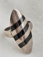 Vintage Sterling Silber Ring mit Onyx, Grösse 52