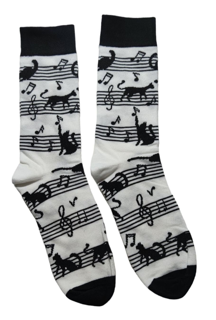 Calze: Socken Noten / Notes / Katzen / Cats / Notenschlüssel – Nuovo e nell'imballaggio originale da Zürich venduto da amysmith