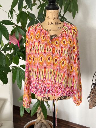 Sommer Bluse mit Muster, Gr. 46 tolle Farben, Top Zustand!