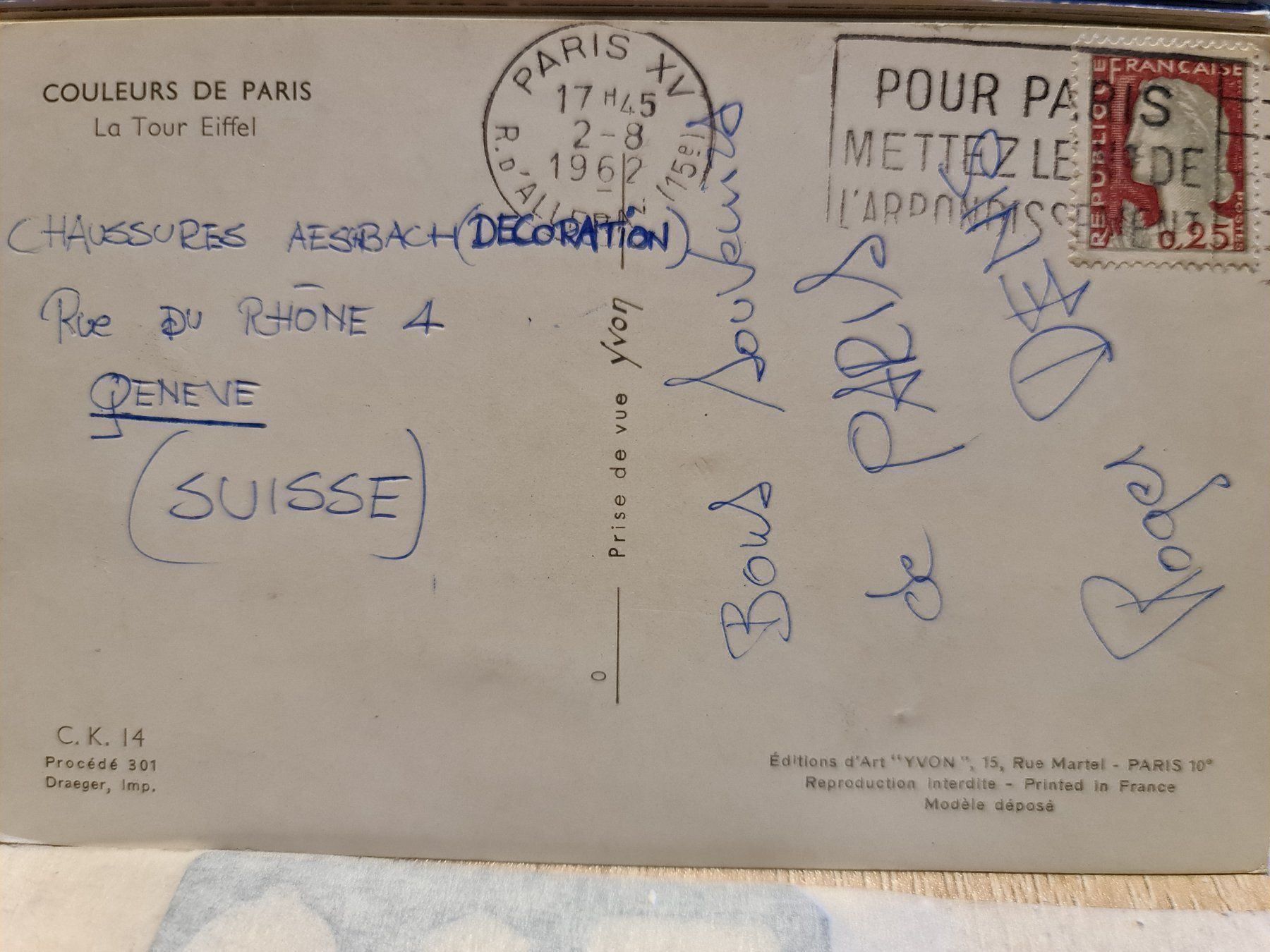 Ansichtskarten: Ansichtskarte Paris Eiffelturm – Gebraucht aus Dintikon von Vexi 1