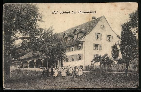 Ansichtskarten: AK Arboldswil, Kinder vor Hof Schlief – Gebraucht aus Berlin von bartko-reher
