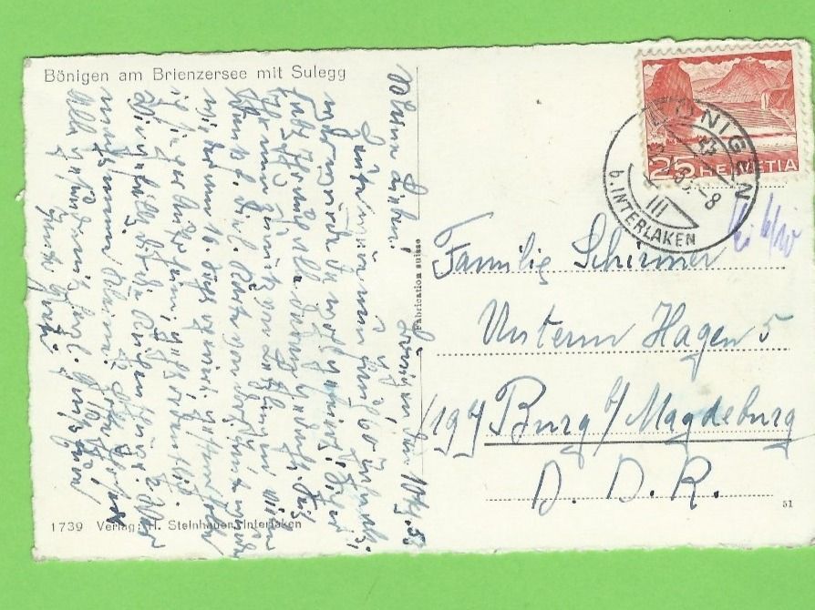 Cartoline postali: Böningen am Brienzersee mit Sulegg – Usato da Zürich venduto da t24_de 1