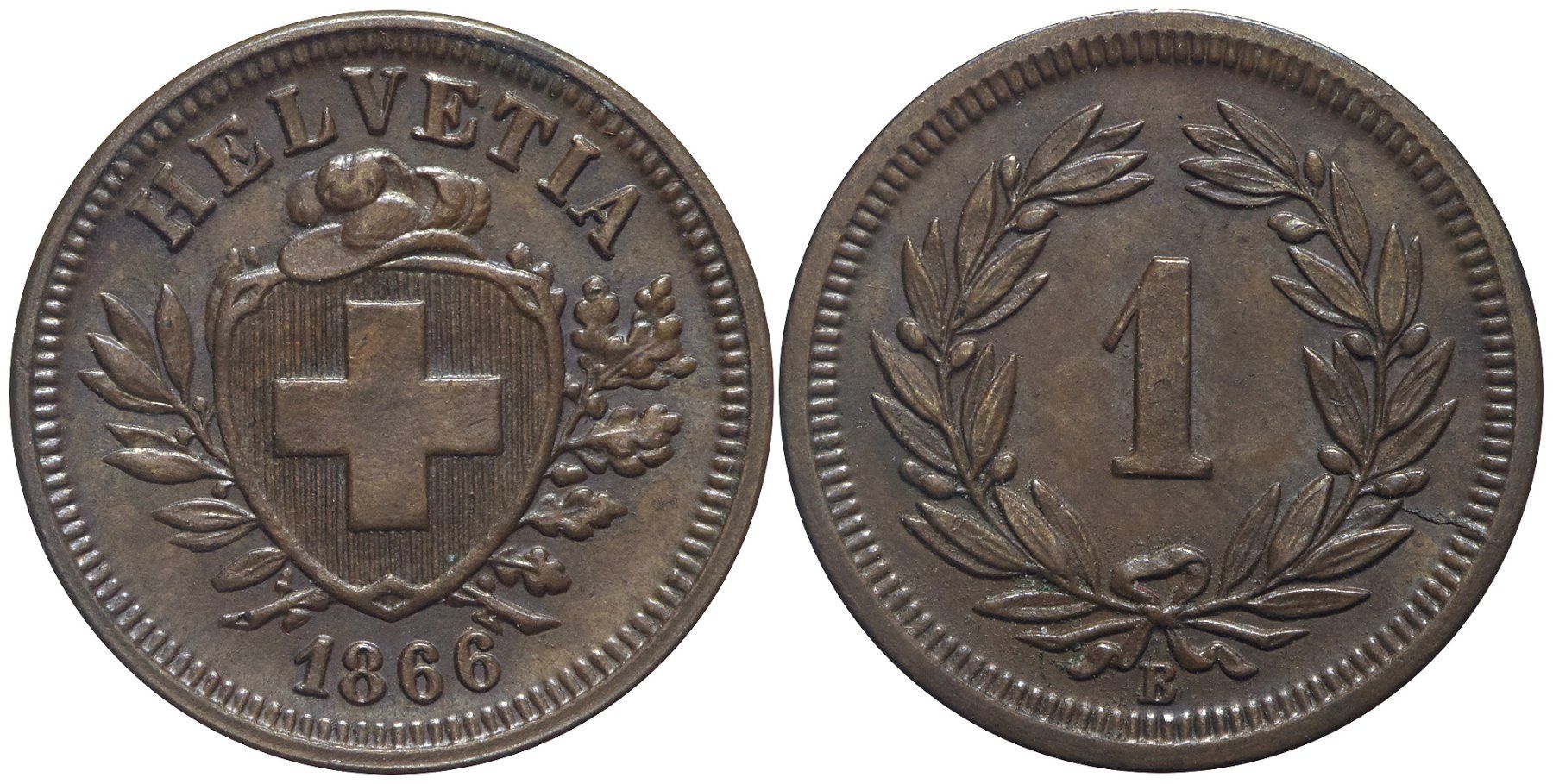 Tutti le monete: 1 Rappen 1866 (05) – Usato da Chiasso venduto da Novamarketing