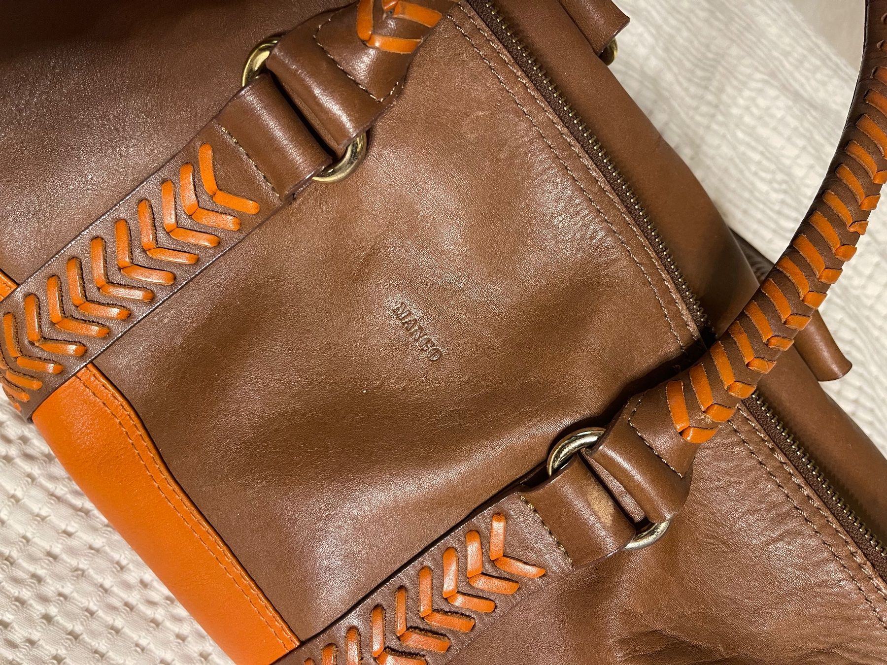 Mango Borse da donna: Mango Handtasche Leder braun orange – Usato da Niedergösgen venduto da MacWinder 9