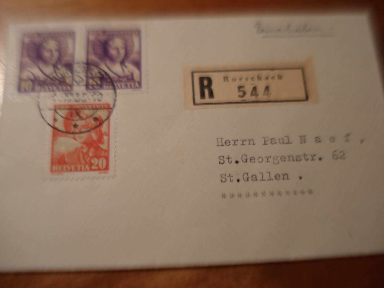 Alle Briefmarken: R-Brief 1935, o Rorschach – Gebraucht aus Niederwil AG von morostahu