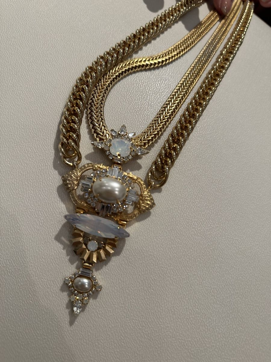 Catenine: Goldene Halskette mit Perlen & Kristall – Usato da Luzern venduto da ariazalea 2