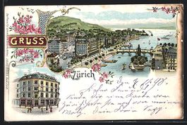 Litho Zürich, Totalansicht, Tonhalle am