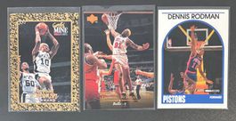 NBA Dennis Rodman 1992-1996 3 card lot Bulls Pistons Spurs