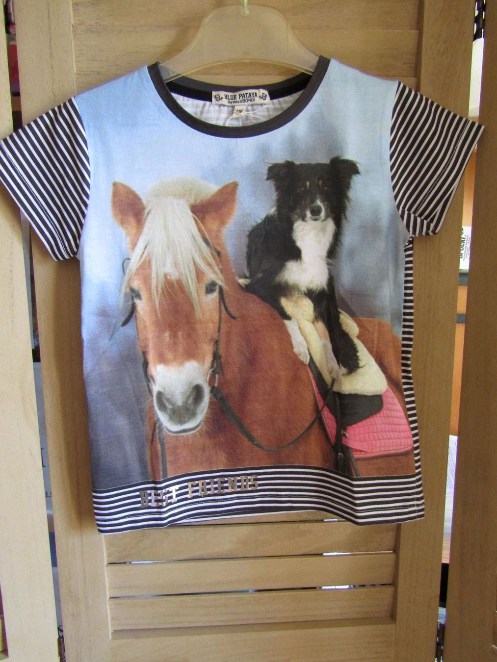 Camicette, T-shirt & Top: Gr. 116, Pferdeshirt mit Border Collie, zauberhaft – Nuovo e nell'imballaggio originale da Schüpfheim venduto da Tbernd