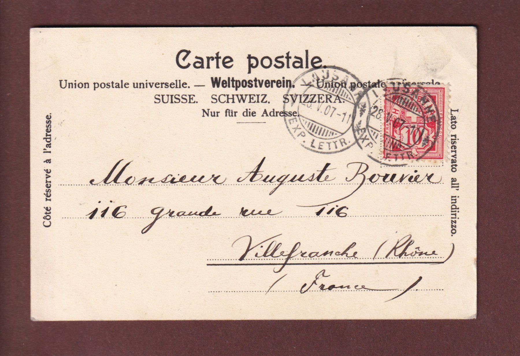 Cartoline postali: GENEVE - Débarcadère de l'Ariana - 1907 – Usato da Pully venduto da nicecards 1