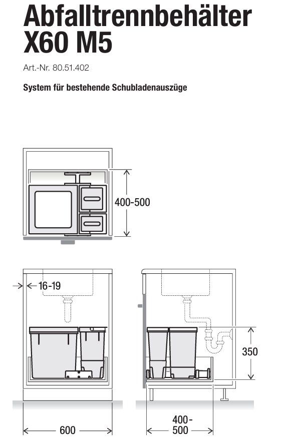 Müllex Cestini per rifiuti: 074 Müllex Abfallsystem X60 M5 – Nuovo e nell'imballaggio originale da Derendingen venduto da Meisterstuecke 3