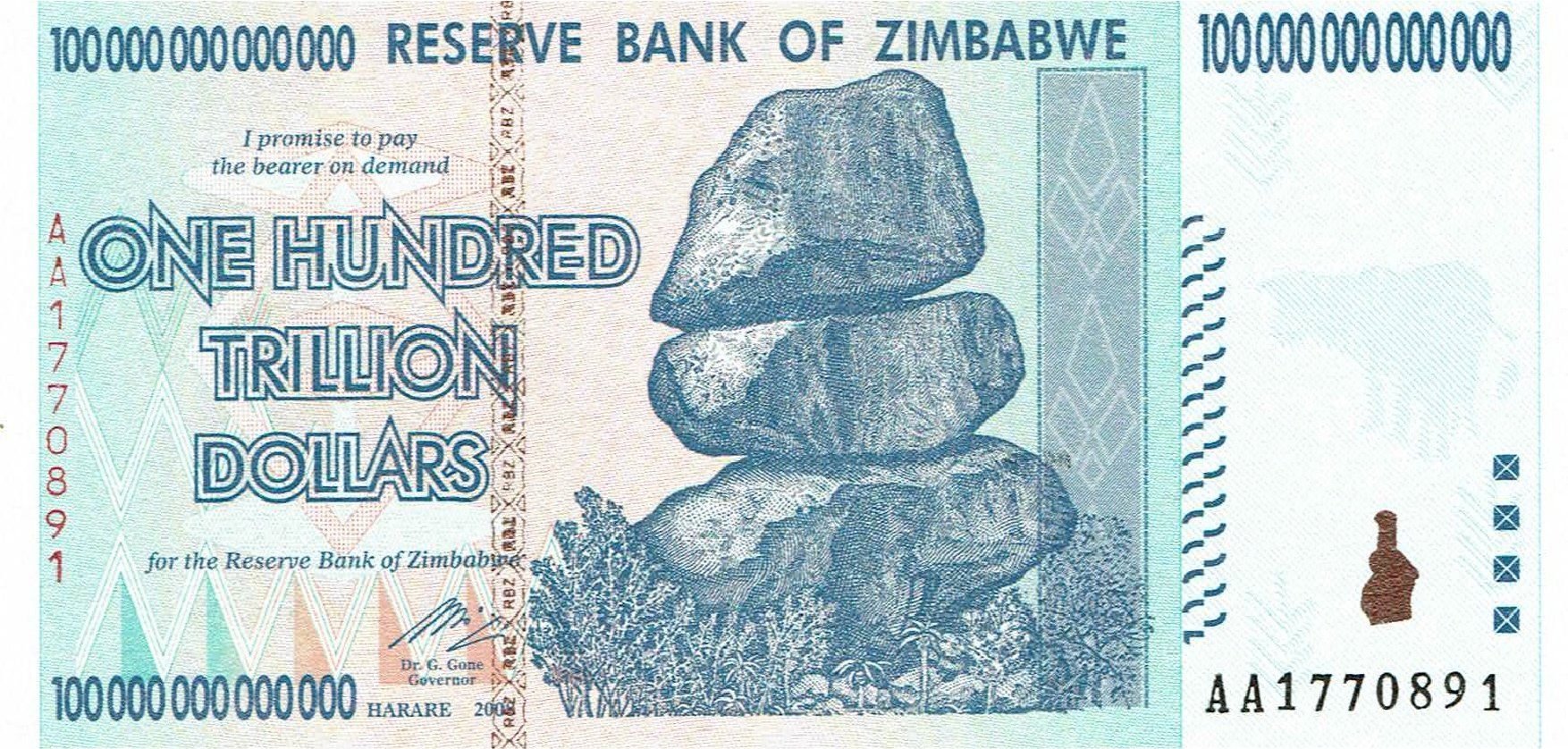 Banconote: Zimbabwe 100 Trillonen Dollar 2008 P-91 UNZ – Nuovo (secondo la descrizione) da Steffisburg venduto da ber_8htf
