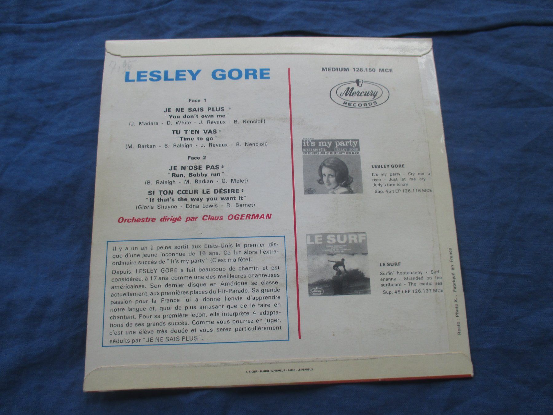 Dischi in vinile: Lesley Gore EP Je ne sais plus – Usato da Colombier NE venduto da Nevenma 1