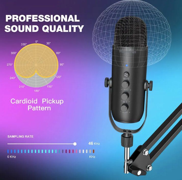 Microfoni: USB Studio-Kondensatormikrofon Set mit Boom Arm – Nuovo e nell'imballaggio originale da Châtelaine venduto da topshop.switzerland 5