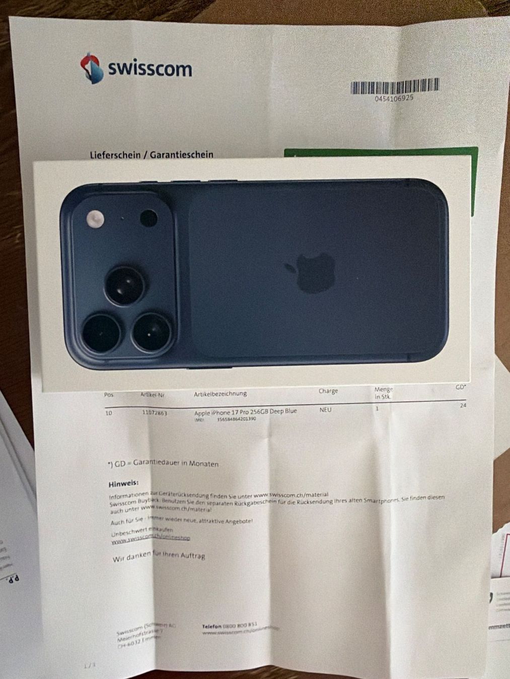Apple Portables: Iphone 17 Pro Deep Blue 256GB Model A3523 – D'occasion à Baar par eis_6s8g 7