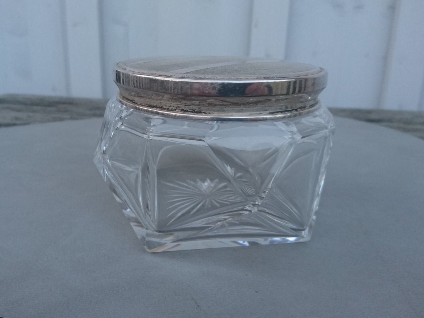 Flaconi: Glas Dose - Art Deco - 835 Silberdeckel – Usato da Winterthur venduto da avelotte 1
