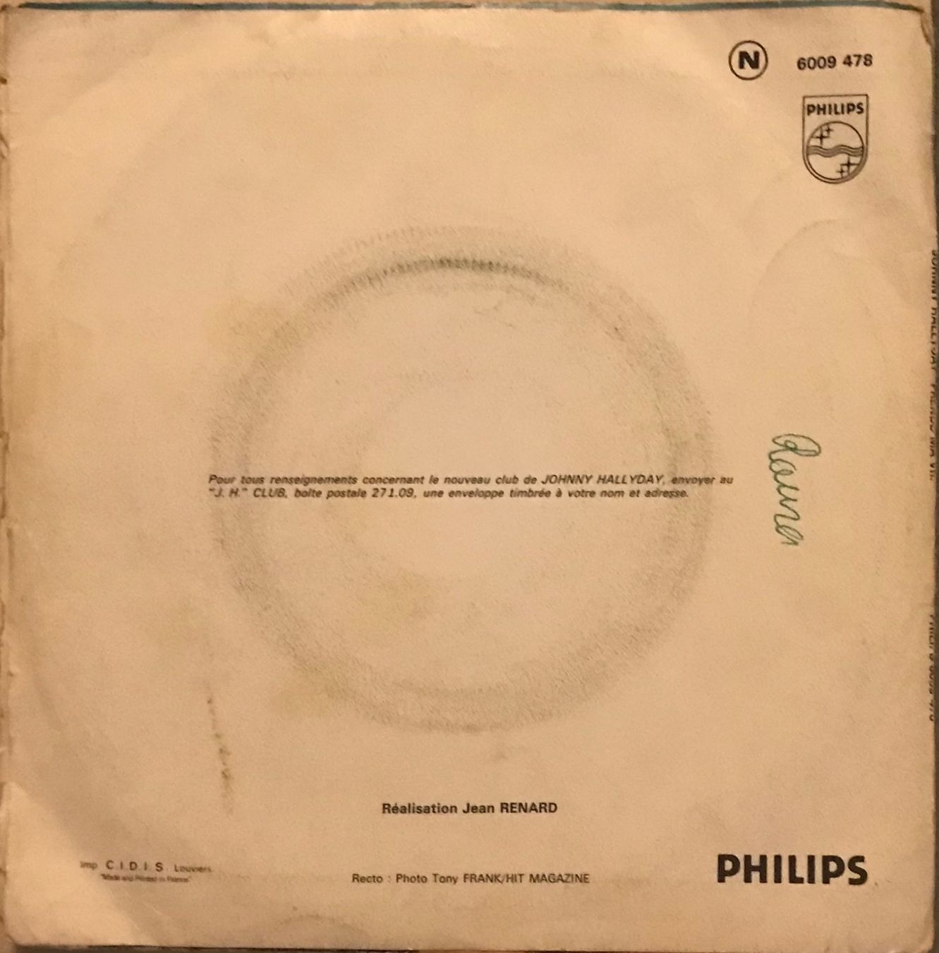 Schallplatten: JOHNNY HALLYDAY - PRENDS MA VIE – Gebraucht aus Bussigny von vinyl-pas-cher 1