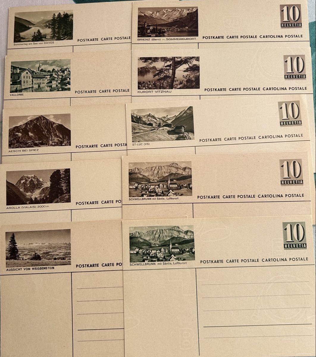 Alle Briefmarken: 10 Bildpostkarten sauber ungebraucht  – Gebraucht aus Horw von Tellbub